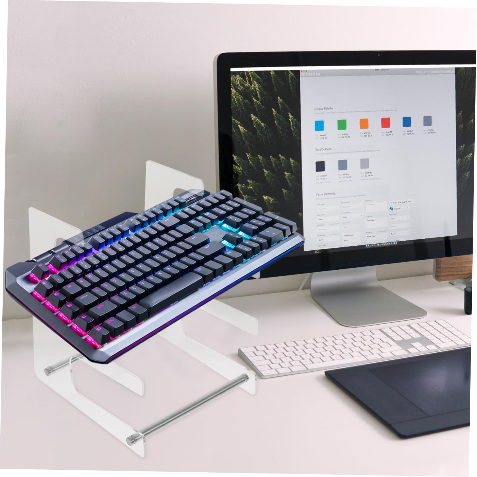 HAPINARY Crylic Multi-Tier Keyboard Stand Computer Keyboard Holder for Desk Sturdy Acrylic Material Mechanical Keyboard Display Holder