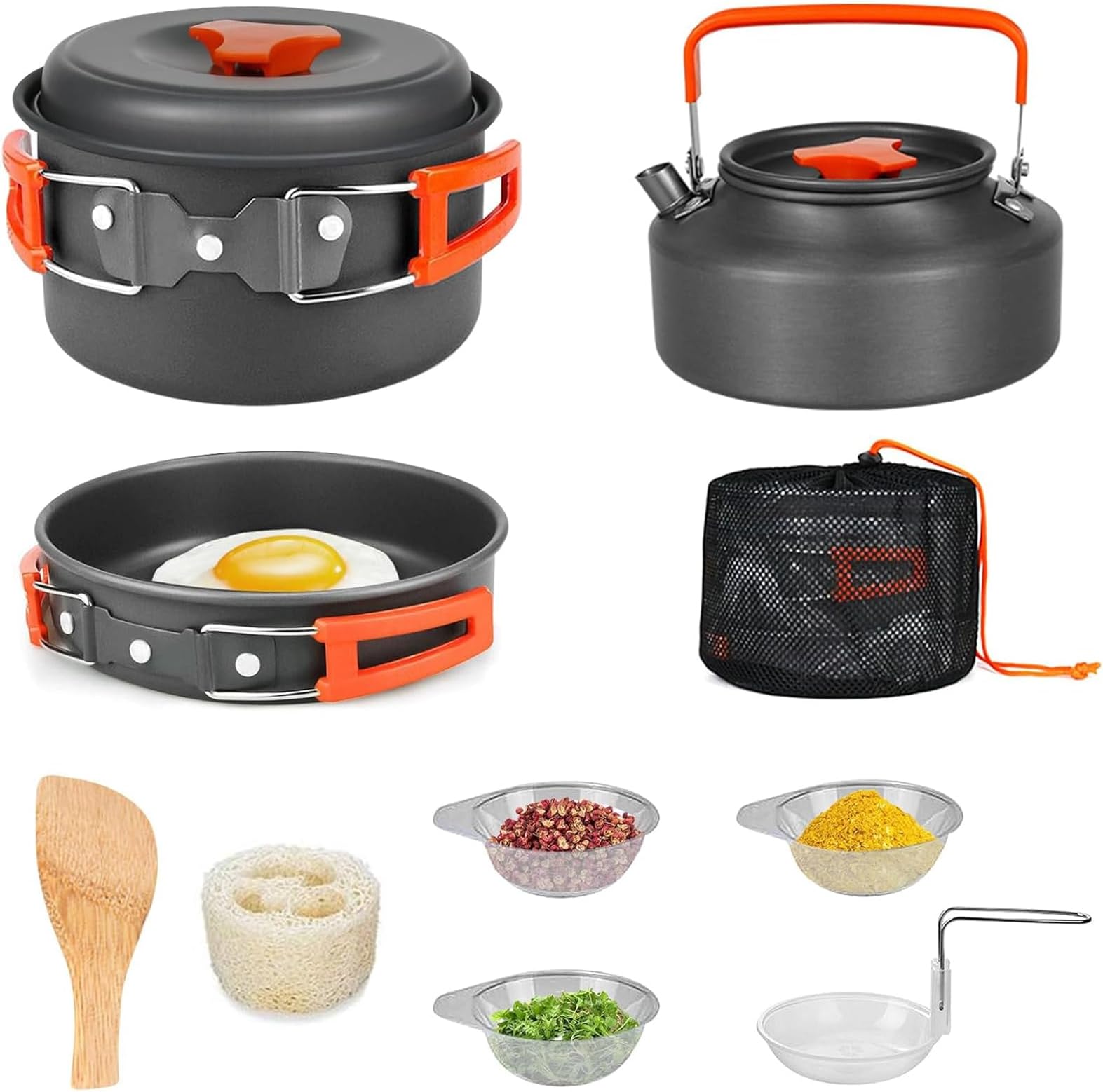 TOYBY Camping Cookware Mess Kit,Non-Stick Lightweight Pots Set Portable Outdoor Cookware,Includes Pot Pan Bowls Plates, for Camping Backpacking Hiking Outdoor Cooking and Picnic