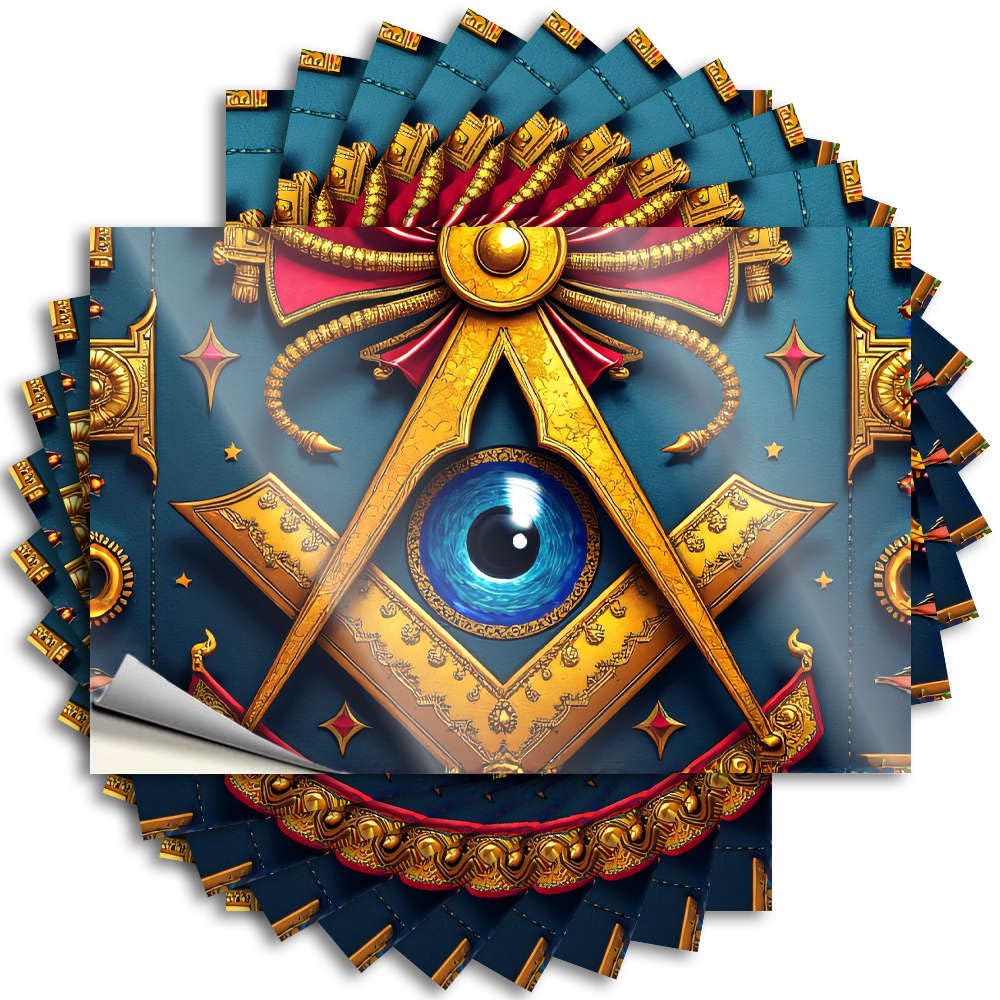 Decals Encouraging Balcony Decor Tumbler Golden Emblem with Blue Eye Symbol. - No Residue Decals for Math(12X18CM)