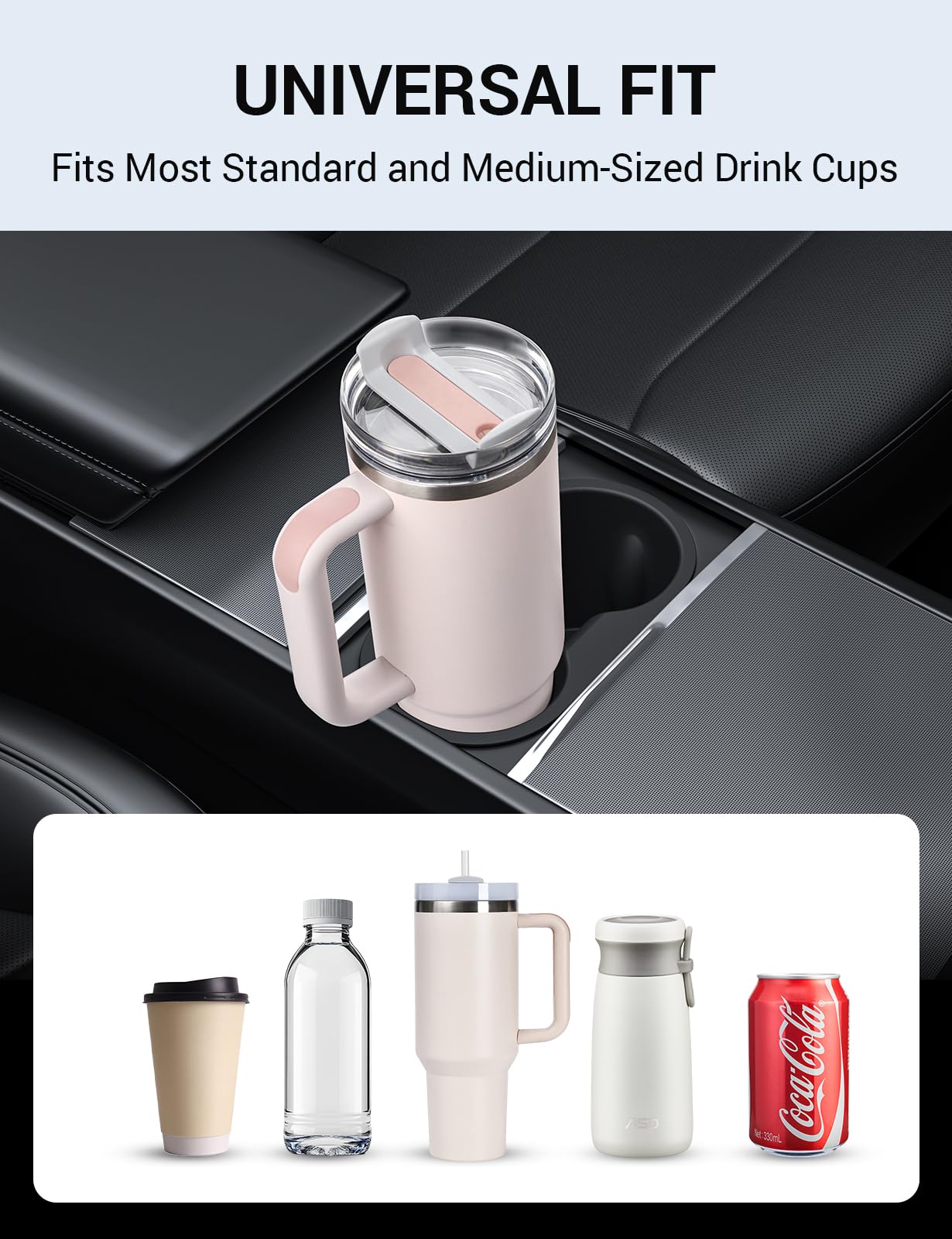Motrobe Cup Holder Insert for 2025 2026 Tesla Model Y Juniper 2024 2025 2026 Model 3 Highland Anti-Shake Silicone Console Cupholder Tesla Accessories (Standard/Premium/Performance) Product Image 3