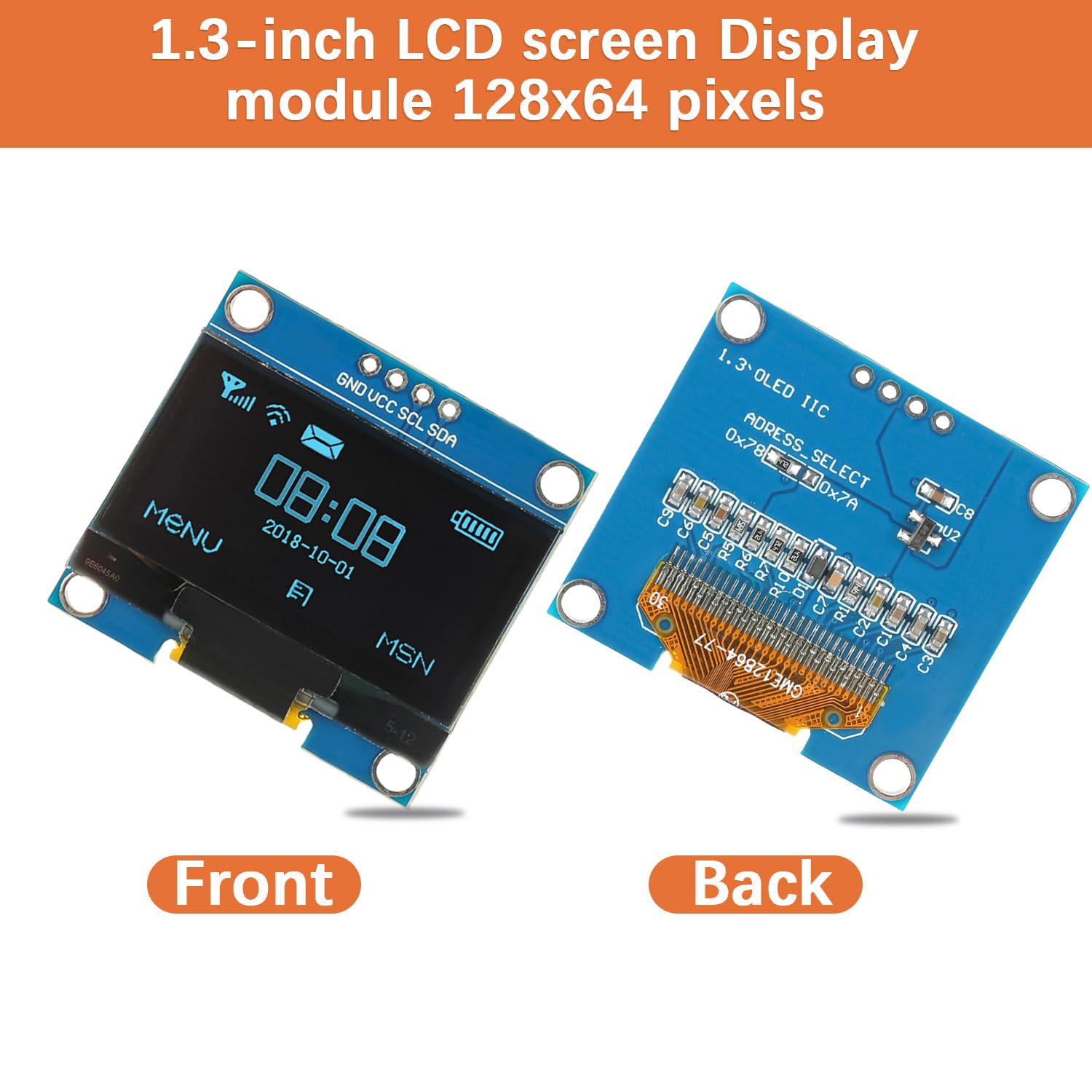 Amazon.com: JAMHER 1.3 Inch I2C IIC OLED Display Module 128x64