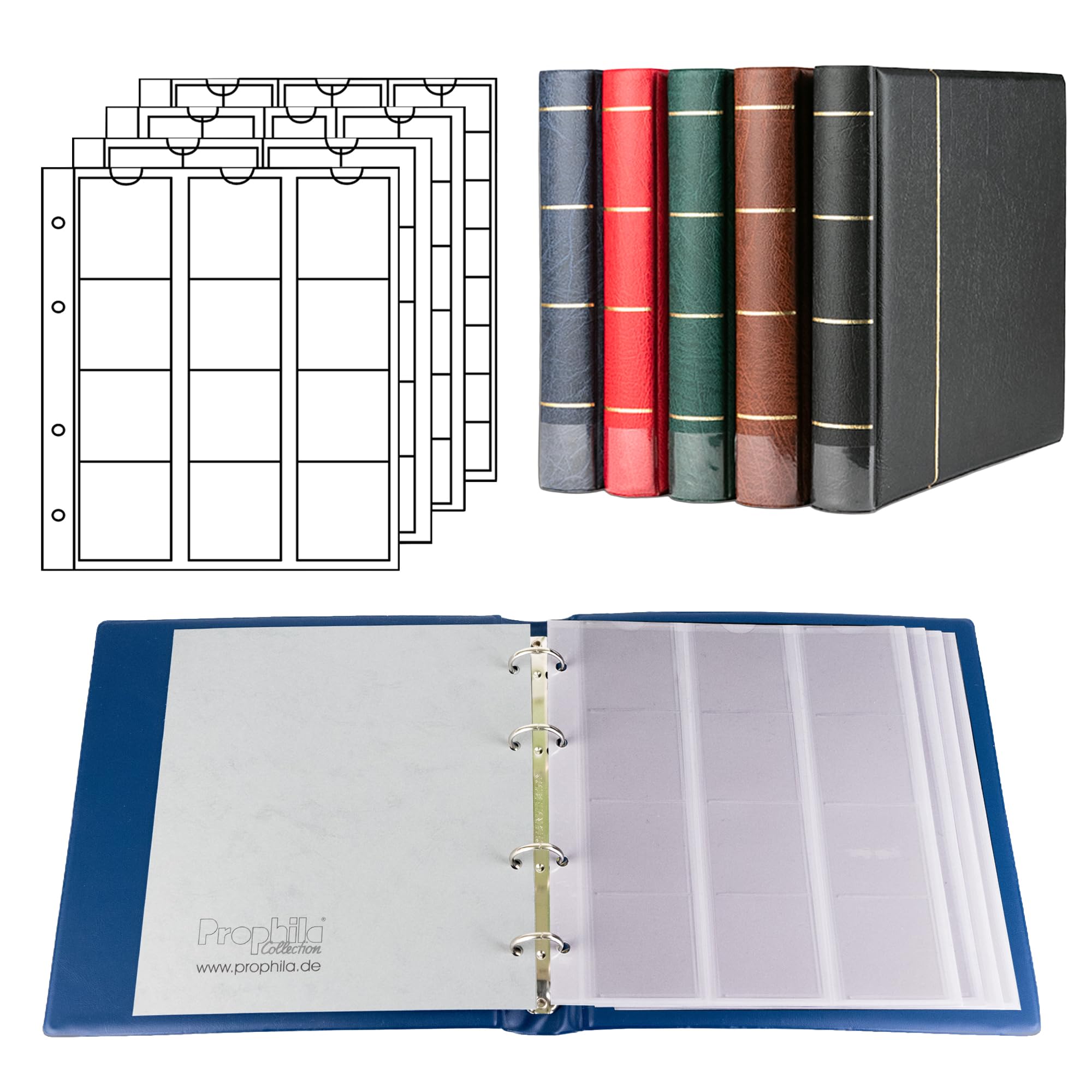 Larius Münzalbum Sammelalbum für 2 Euro Münzen Banknoten Postkarten, Ringbinder