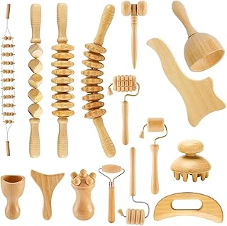 16Pcs Wood Therapy Massage Tools Set, Maderoterapia Kit for Body Sculpting, Lymphatic Drainage & Deep Tissue Massage, Wooden Fascia Roller for Face & Full-Body Muscle Pain Relief