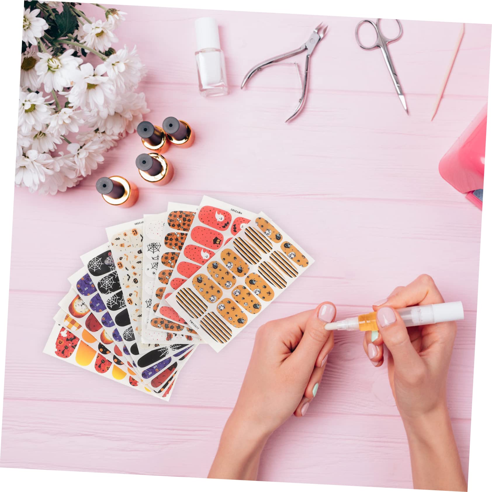 Ipetboom 50fogli Adesivi Per Unghie Halloween Stickers e Decorazioni Autoadesive Per Nail Art Facili Applicare Per Halloween e Manicure Festive