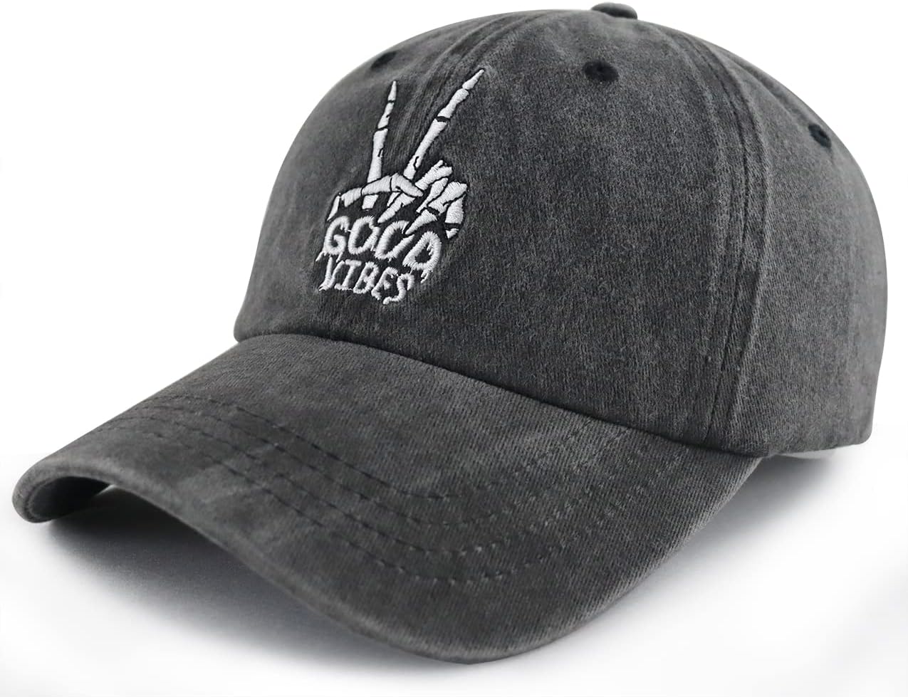 Skeleton Hand Hat for Men Women, Funny Adjustable Cottom Embroidered Skull Finger Baseball Cap - Image 2