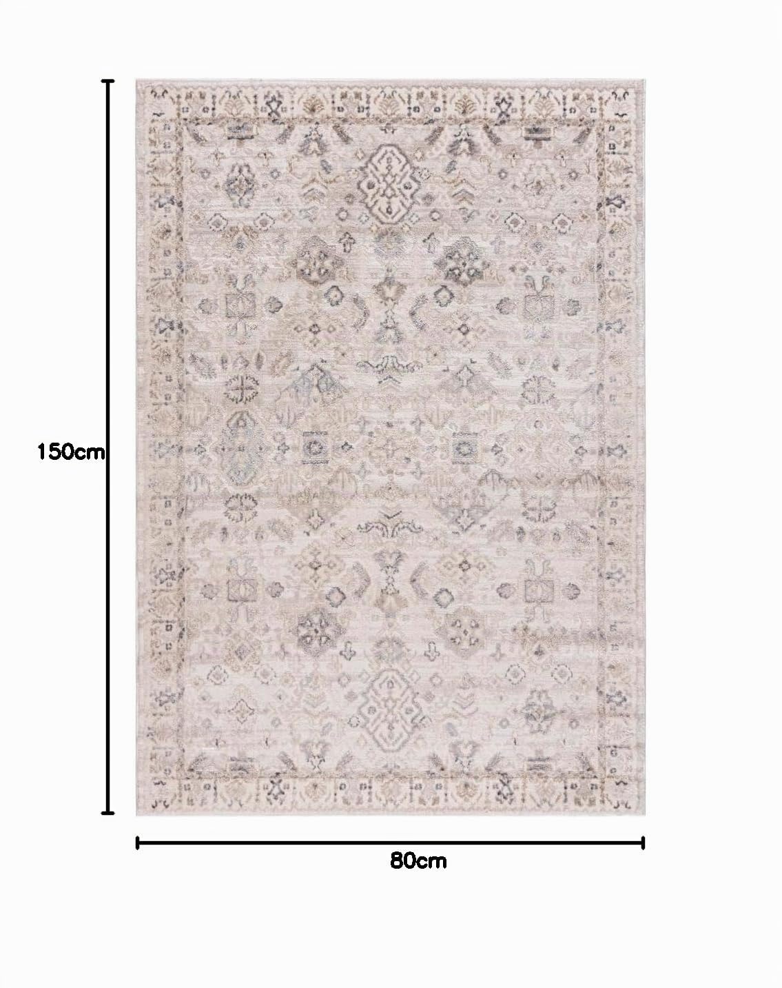 Mazovia Alfombra Salón 80x150cm Crema Clásico Oriental Suave Antialérgico