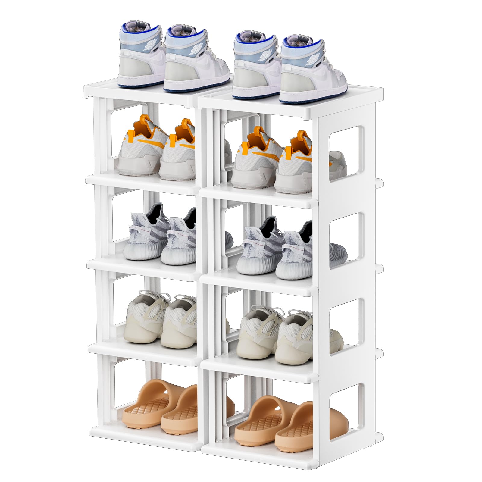 Dscabomlg Foldable Vertical Shoe Rack Narrow Shoe Organizer for Space-Saving Modern Shoe Storage Cabinet Free Standing Shoe Racks for Entryway Multifunction Cube Shelf for Bathroom Bedroom