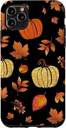 iPhone 11 Pro Max Otoño Hojas y Calabazas Patrón Halloween Otoño Caso