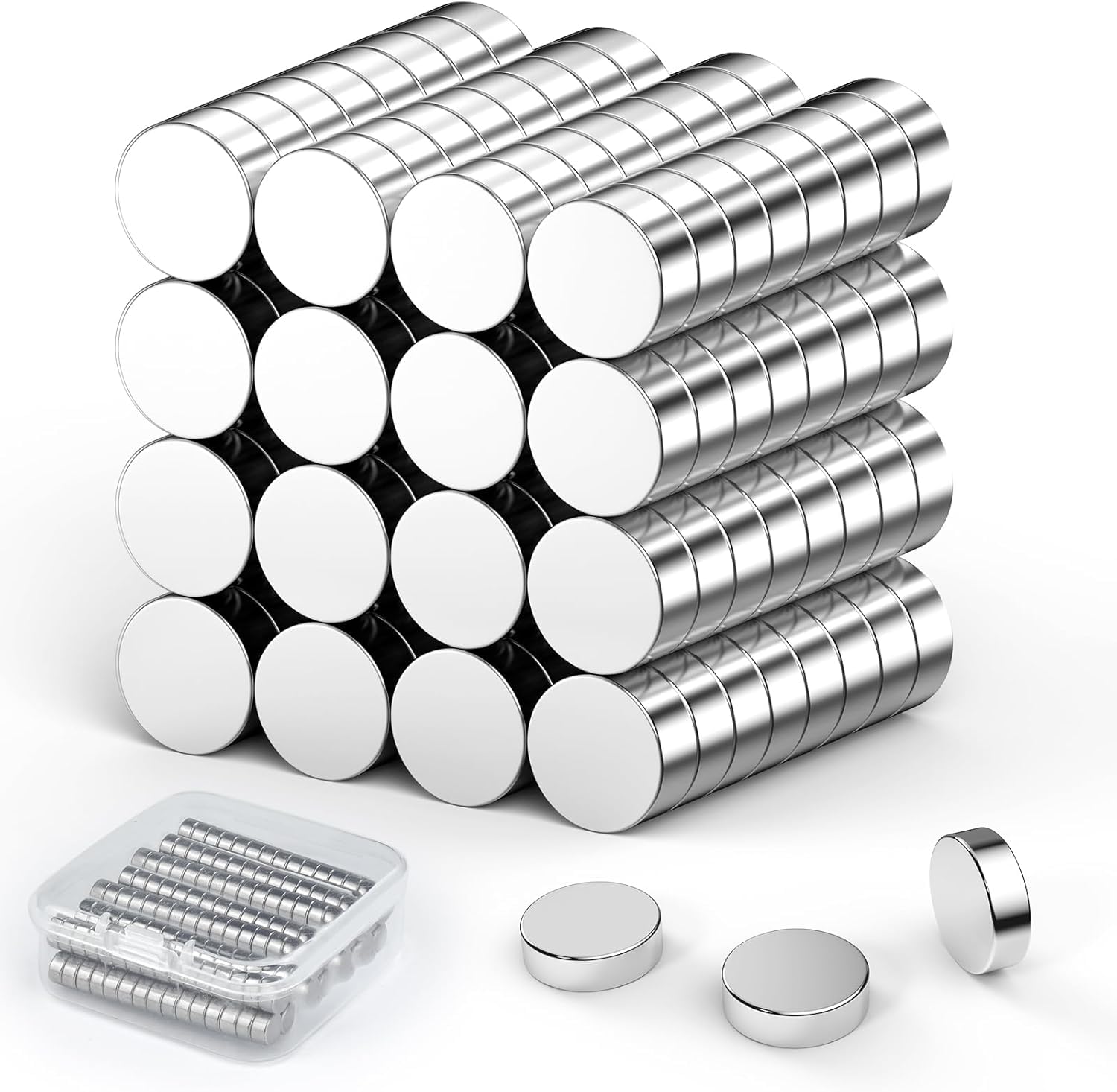 60 Pack Neodymium Magnets - 6mm x 3mm Small Strong Magnets for Whiteboard, Fridge, Crafts, Office & Home DIY