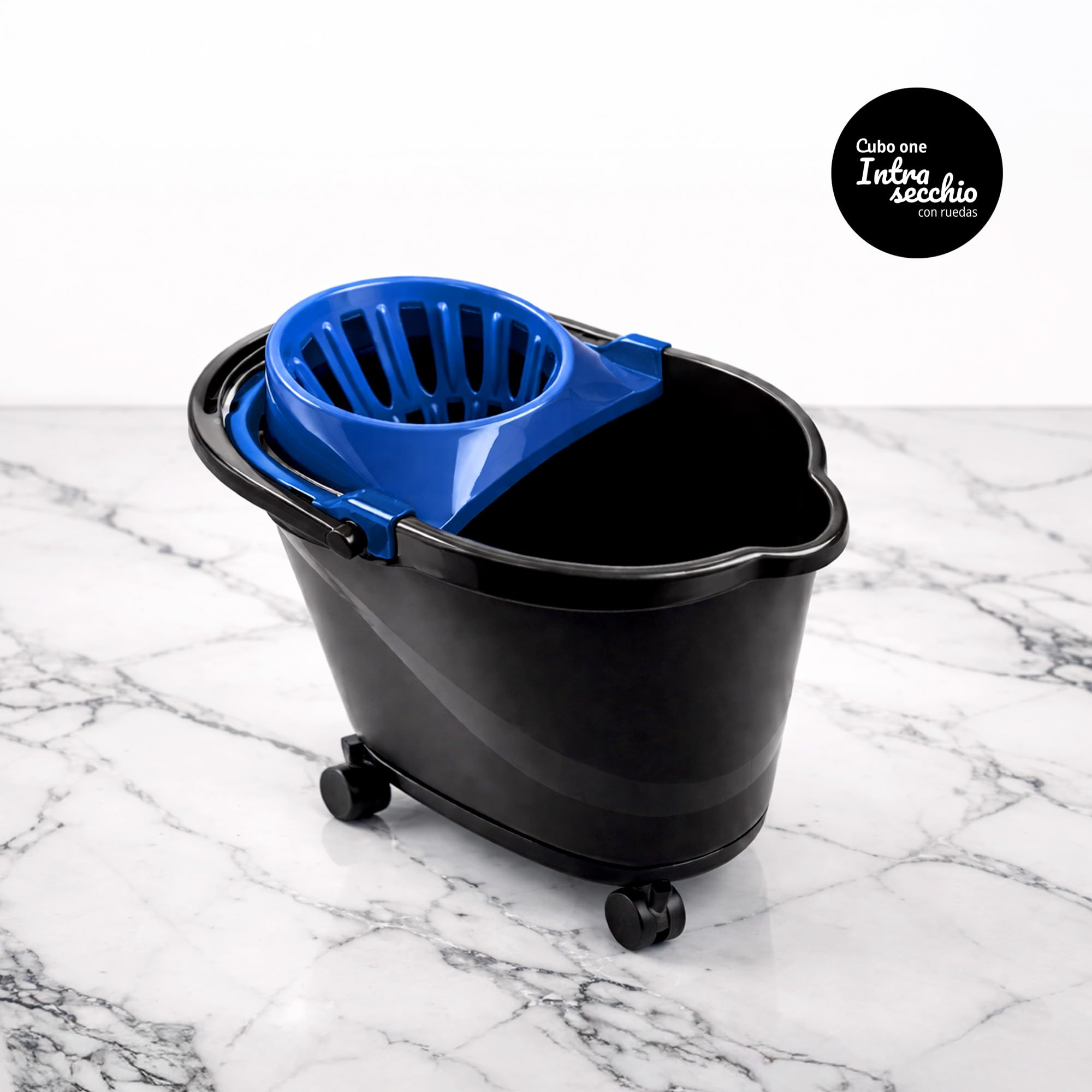Pamex - Cubo 15l One Intrasecchio con Escurridor y Ruedas - 12 Unidades (Azul)