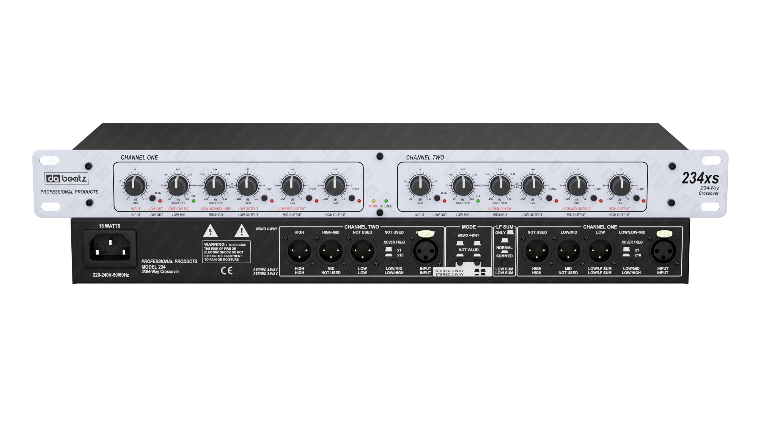 Dabeatz 234-XS Professional 4-Way Audio Crossover | 2/4 Channel