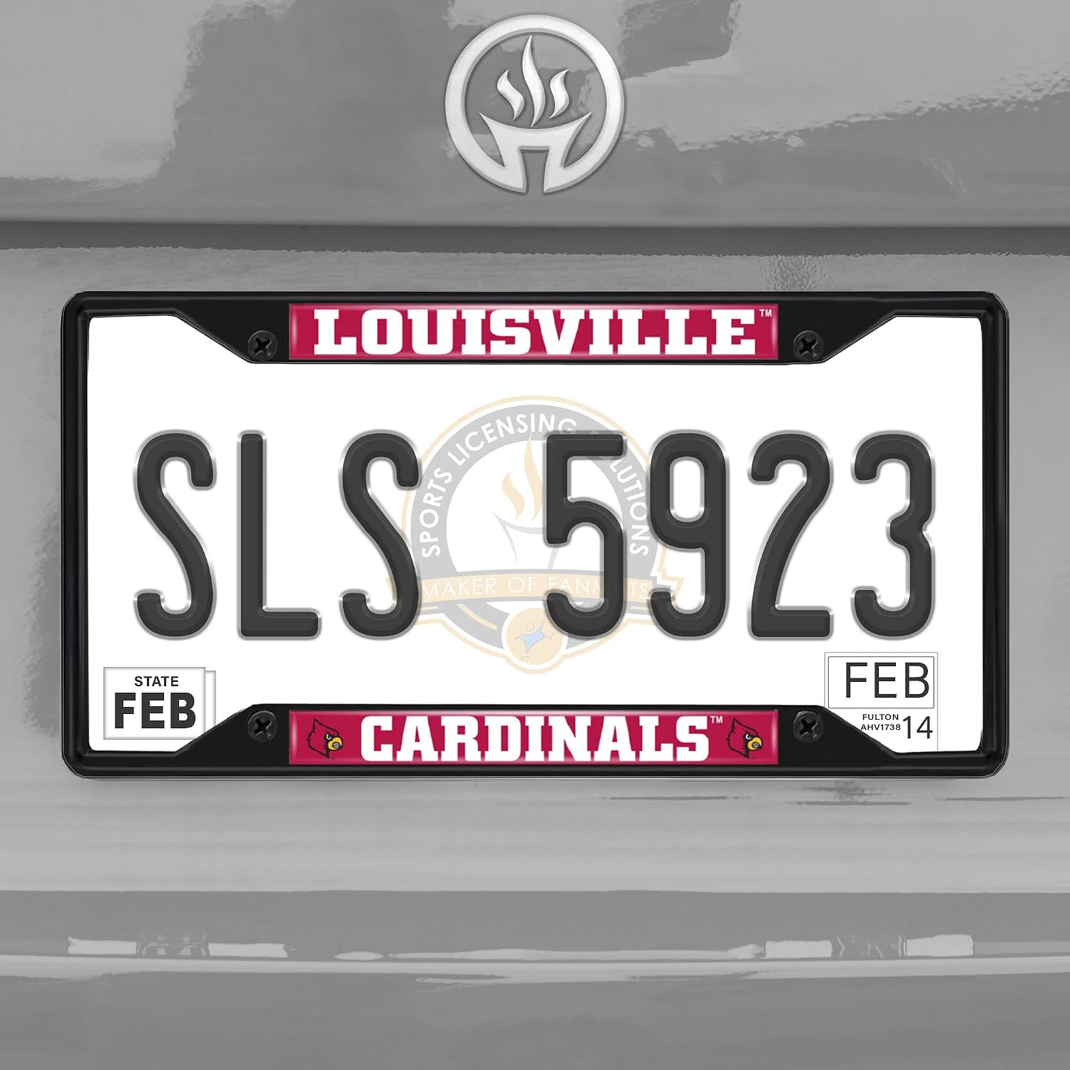 FANMATS 31260 Louisville Cardinals Metal License Plate Frame Black Finish