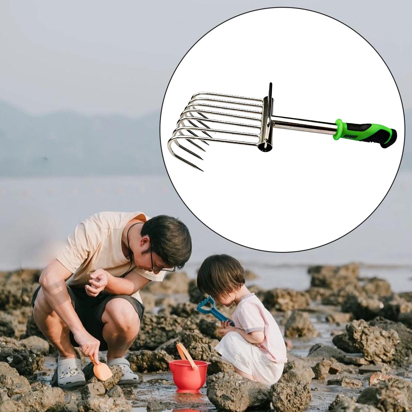 Rastrello a Mano per Giardino, rastrello a Mano in Acciaio Inossidabile, attrezzo da Giardinaggio, zappatrice per Terreno per Patio e Spiaggia, Style B