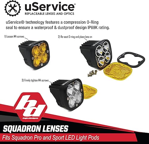 Miniatura 5 de Baja Designs Lens Kit for Squadron Pro and Sport LED Light - Optical Lens with Silicone O-Ring, Easy Installation, Waterproof, Dustproof (Wide