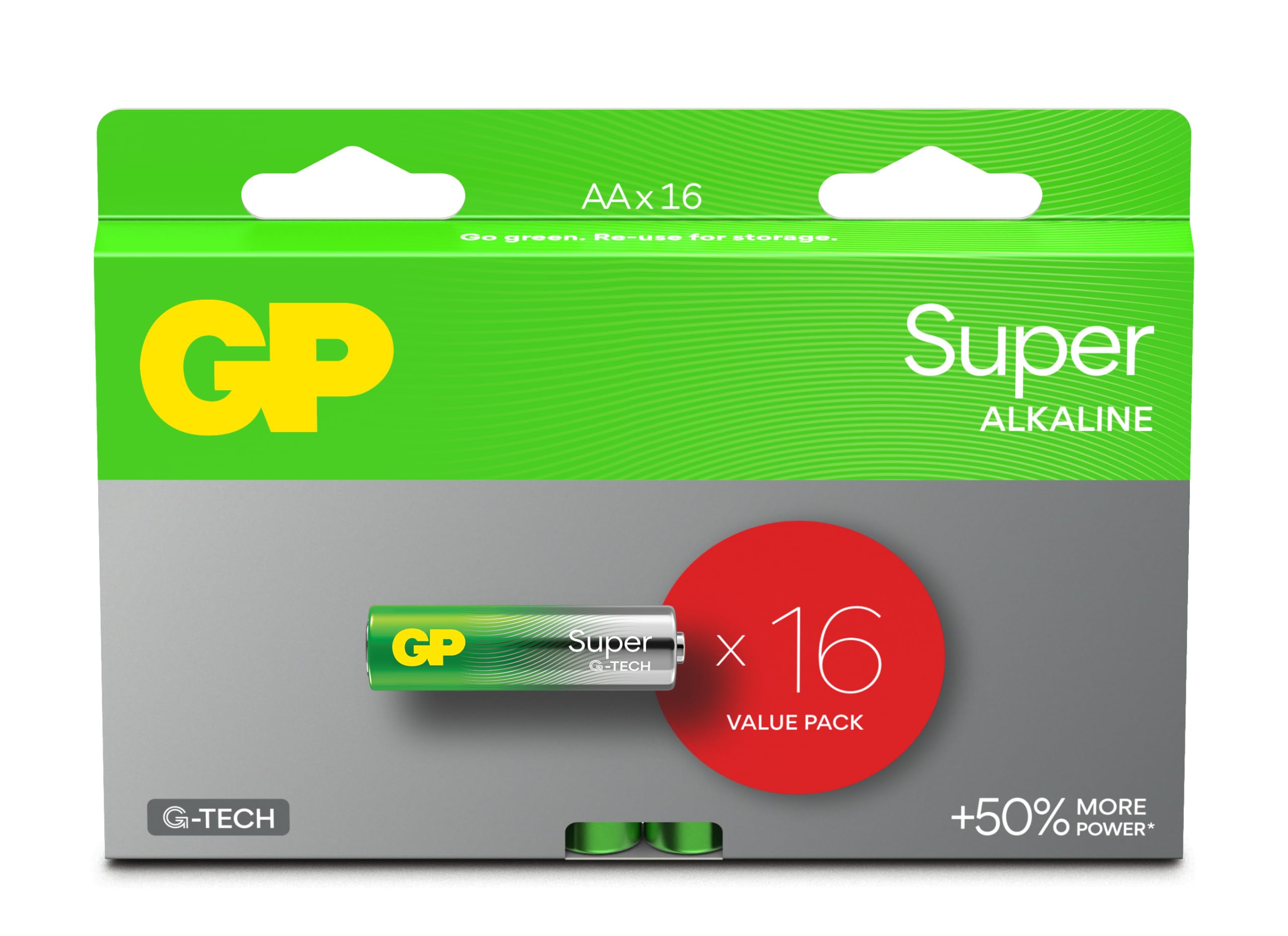 GPAA Batteries – Set of 16 | GP Super | AA Alkaline 1.5 V / LR06 Batteries - Long Life