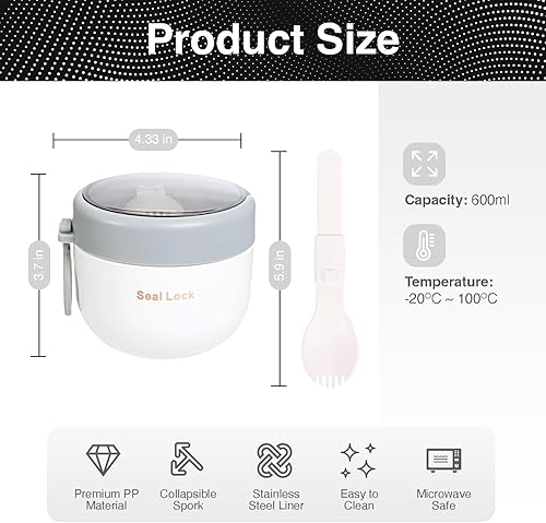 Miniatura 6 de Grehge tainer - Tarros de conservas de 20 onzas, recipientes de almacenamiento de alimentos con tapas, recipientes de preparación de comidas, vasos