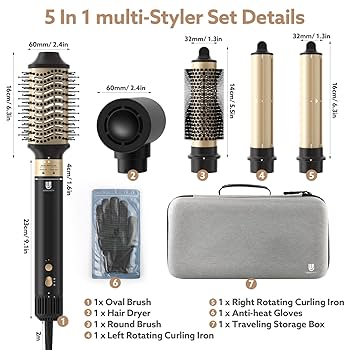 WEBEAUTY Hype-Air (5 IN 1 ) ハイスピードドライヤー All-in-One Curling Iron Set with Temperature Control