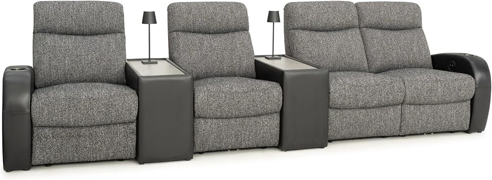 Seatcraft Rialto Iron Ore/Black Row 4 Rt Loveseat, Straight Console Table