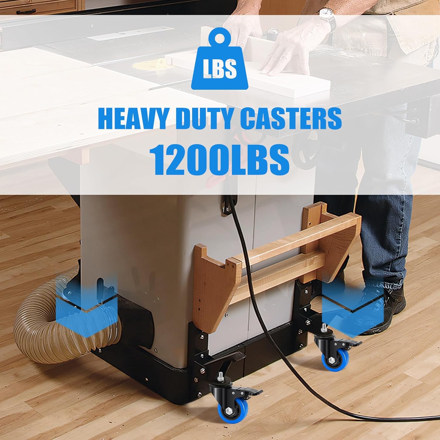 Stem Caster Wheels 3 Inch,Heavy Duty Threaded Stem Casters, 3/8"-16 x 1 (Screw Diameter 3/8", Length 1") Swivel Casters Set of 4 with Safety Dual Locking Wheel for Furniture and Cart