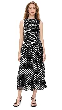 ワンピース Tiered Polka-Dot Long Dress black M endless rose Women's Smocked Drop Waist Polka Dot Maxi Dress