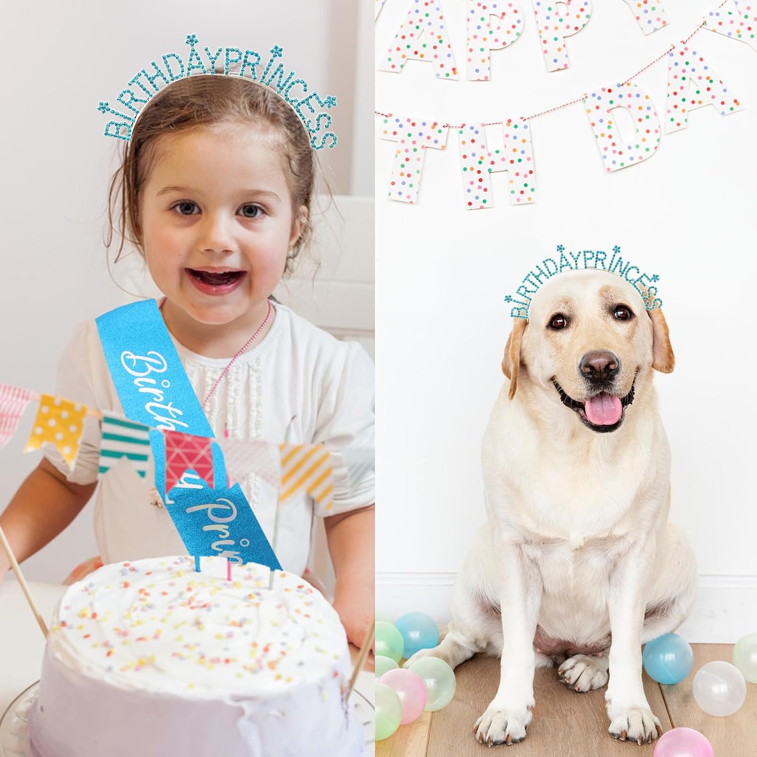 Canitor Birthday Decorations for Girls Women Birthday Princess Girl Crown Tiara Sash Set Birthday Headband Gift - Image 2