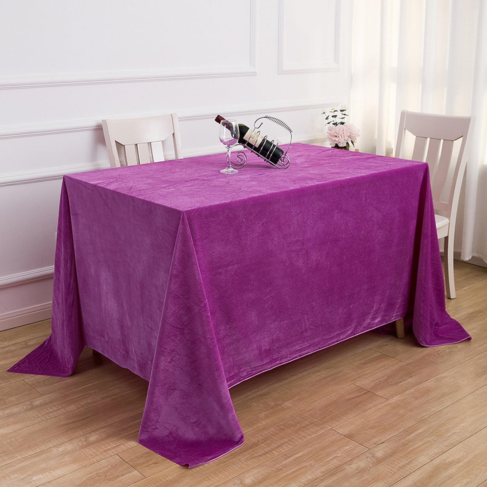 Nappe rectangulaire flanelle violette lavable pour table de fête 180x320