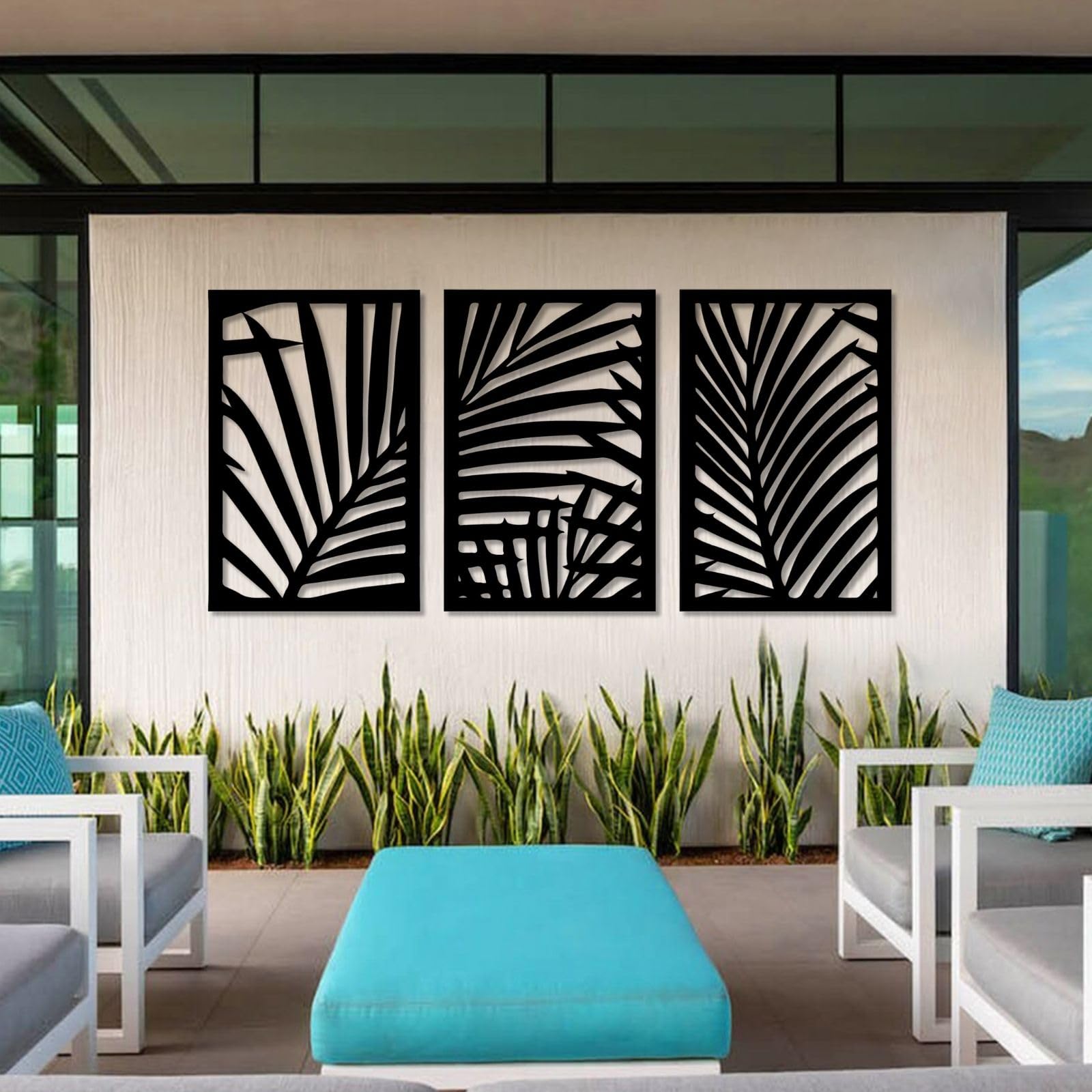 Amazon.com: Kewhush Palm Leaf Wall Art, Tropical Metal Wall Decor