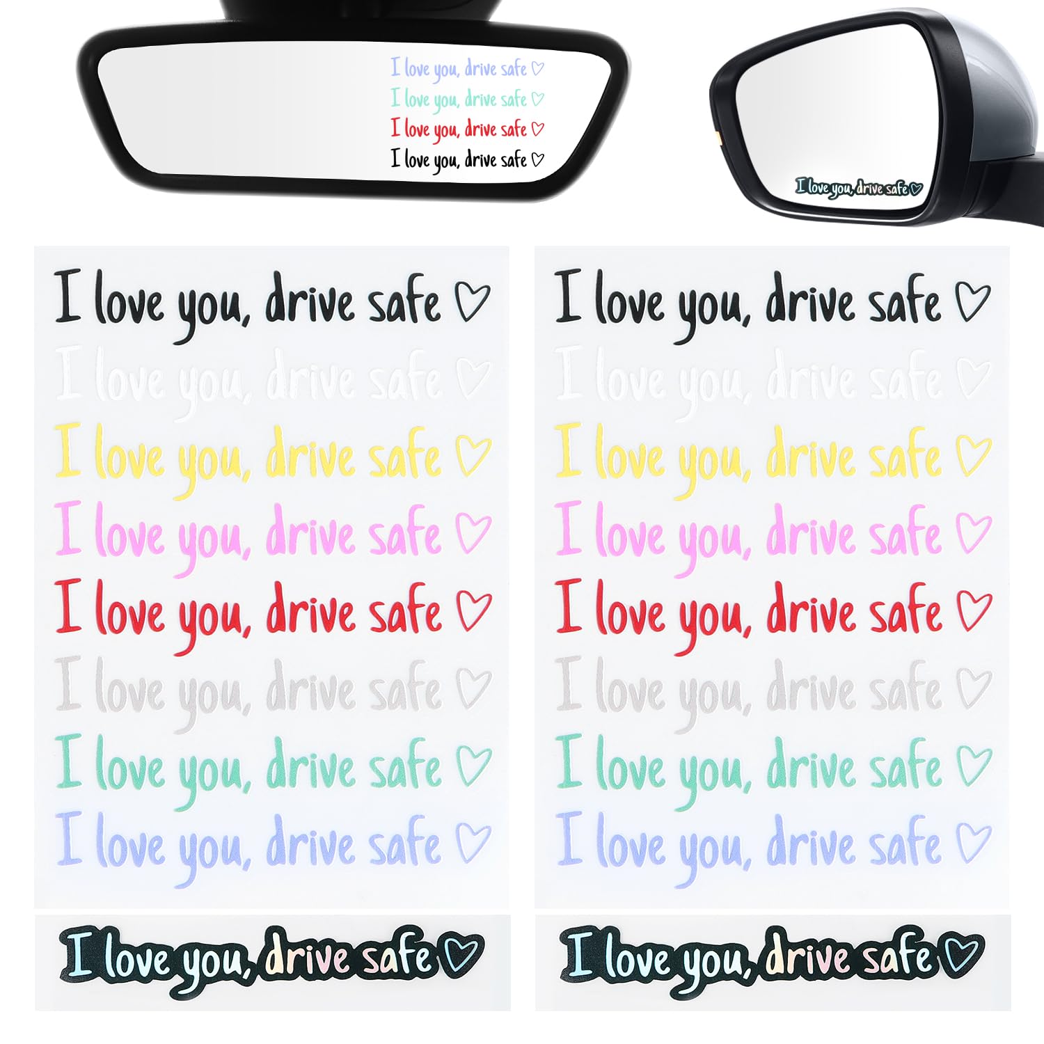18 sztuk naklejek na lusterko wsteczne "I Love You Drive", dla kierowców, kobiet, mężczyzn, na akcesoria samochodowe, lusterko wsteczne, lusterko samochodowe