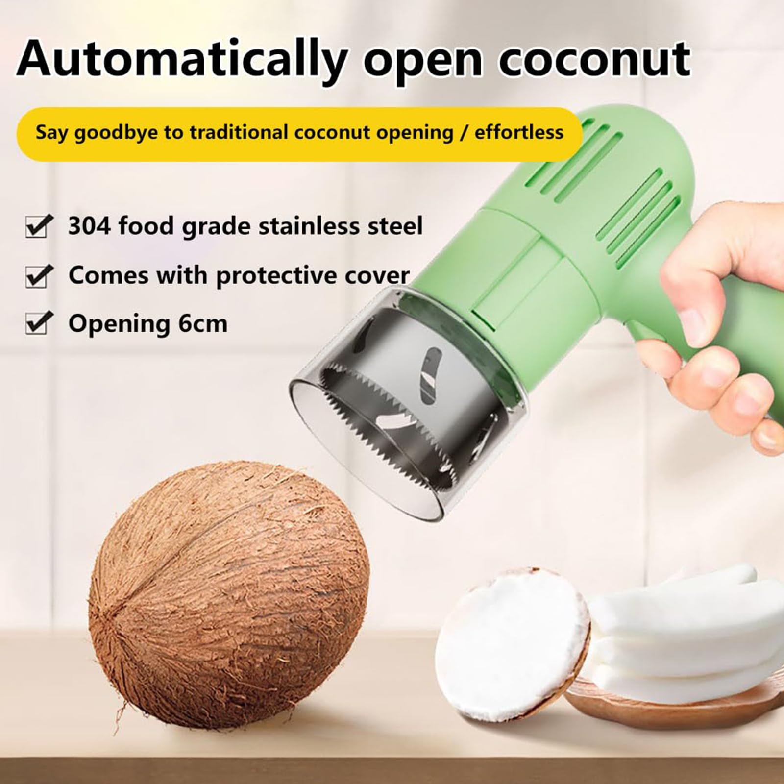 Apriscoco elettrico – Strumento automatico in acciaio inox per uso domestico e cucina
