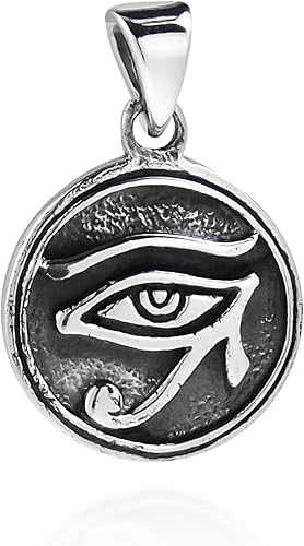 AeraVida Colgante de plata 925 con dije de medallón amuleto de ojo de Horus egipcio, delicado dije de plata de ley para mujer, colgante liso vintage