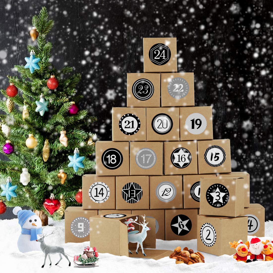 Bluelves Calendario Adviento para Rellenar, Advent Calendar 2021, Calendario Adviento Navidad, Calendario Adviento DIY, Calendarios de Adviento con 24 Adhesivos Digitales de Adviento — view 6