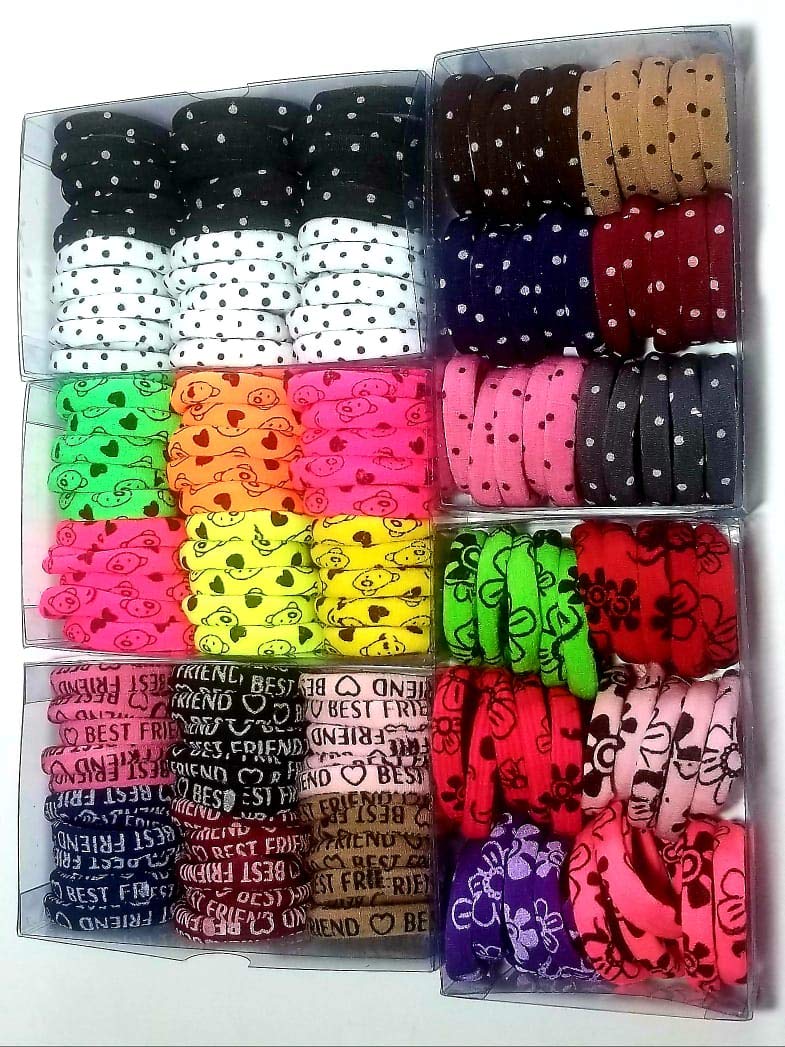 9S R SELECTION Printed Hair Rubber Band For Girls & Women's (Multicoloured) 50 pieces