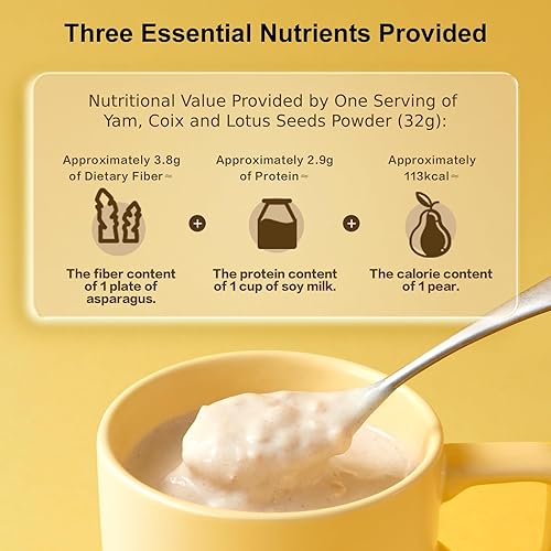 Miniatura 4 de I WUGU Polvo de semillas de ñame, coix y loto, polvo de reemplazo de comidas a base de plantas, con probióticos y prebióticos para la salud