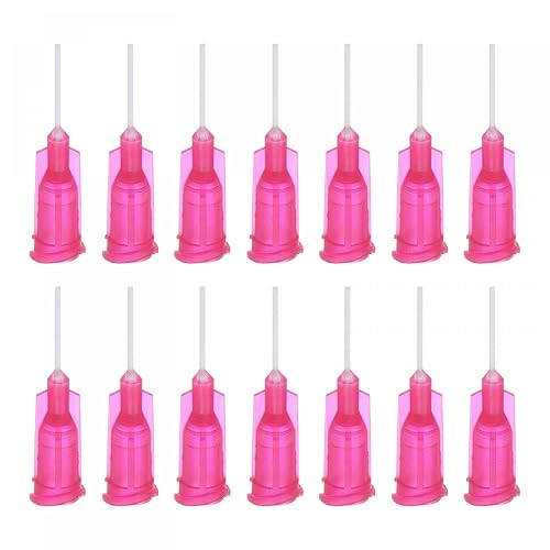 uxcell 50 agujas dispensadoras de plástico 25G, tubo de aguja de pegamento PP de 12 pulgada, puntas de bloqueo Luer Blunt con aguja flexible de PP