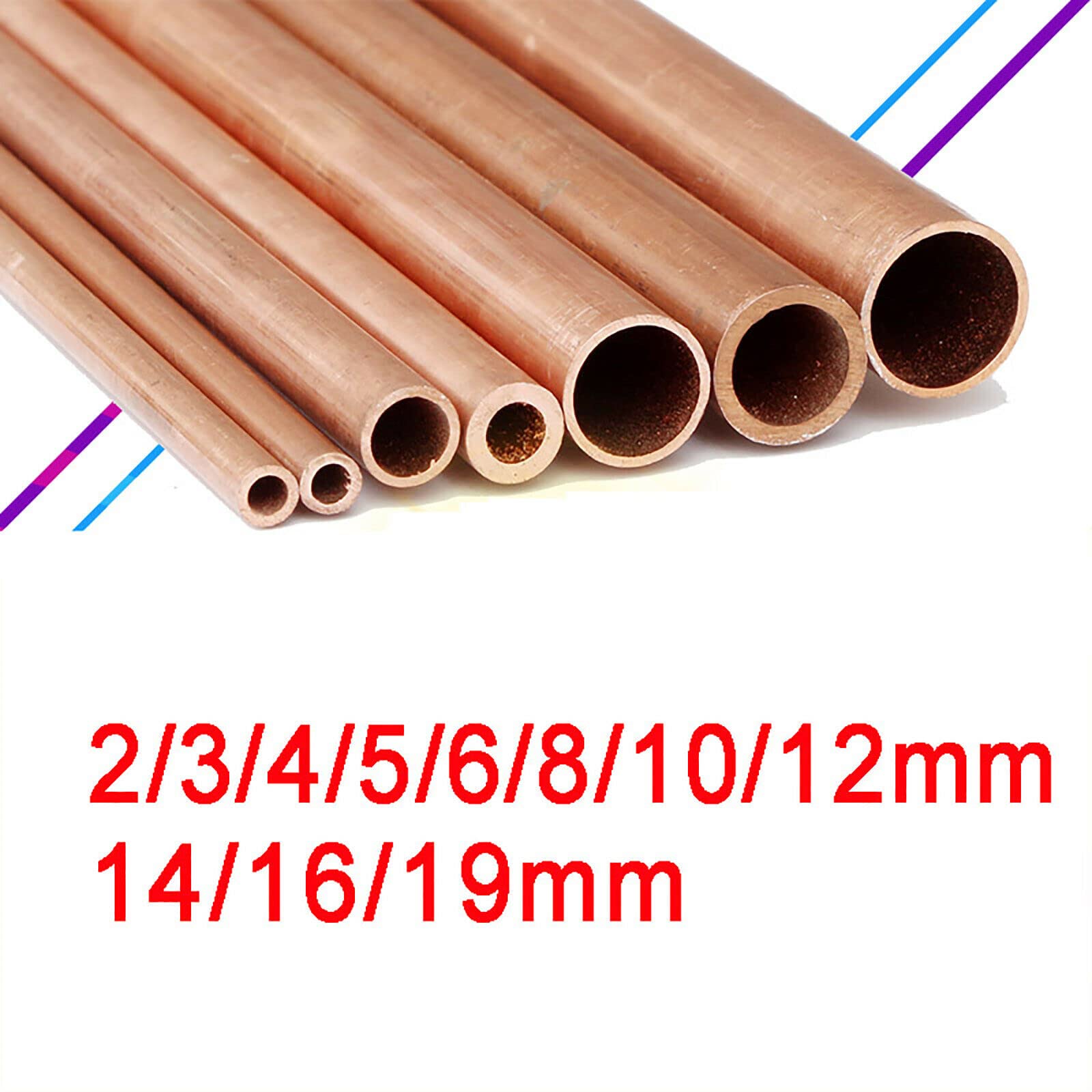 Miękka rura miedziana w zwoju, Rura miedziana miękka 99,9% T2 o średnicy 2-19 mm do oczyszczania wody z prądu przemiennego(19mm x 0.9mm x 2 meter)