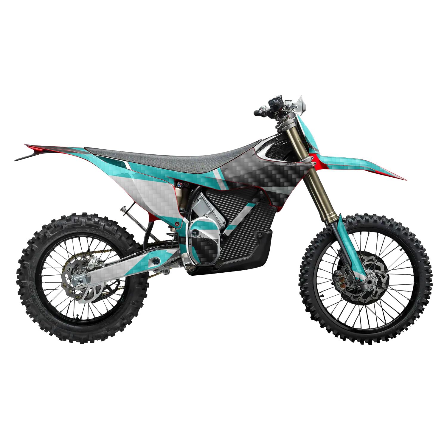 Carbon Fiber Stark Varg MX 2023-2025 Graphics Kit Wrap - Cyan Tear - Varg MX Skin - Premium 3M Vinyl Protective Wrap Decal Cover - Easy to Apply | Crafted in The USA by MightySkins