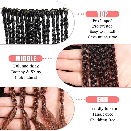 Miniatura 3 de 7 paquetes de trenzas de ganchillo rizadas francesas de 24 pulgadas, trenzas de caja de diosa de ganchillo, cabello trenzado francés suave y