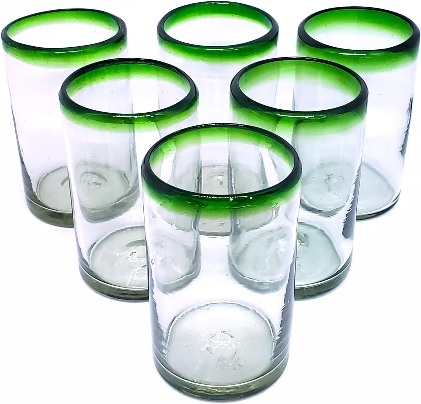 Emerald Green Rim 14 oz Drinking Glasses (set of 6), Recycled Glass, Lead-free, Toxin-Free (Drinking) - Image 5