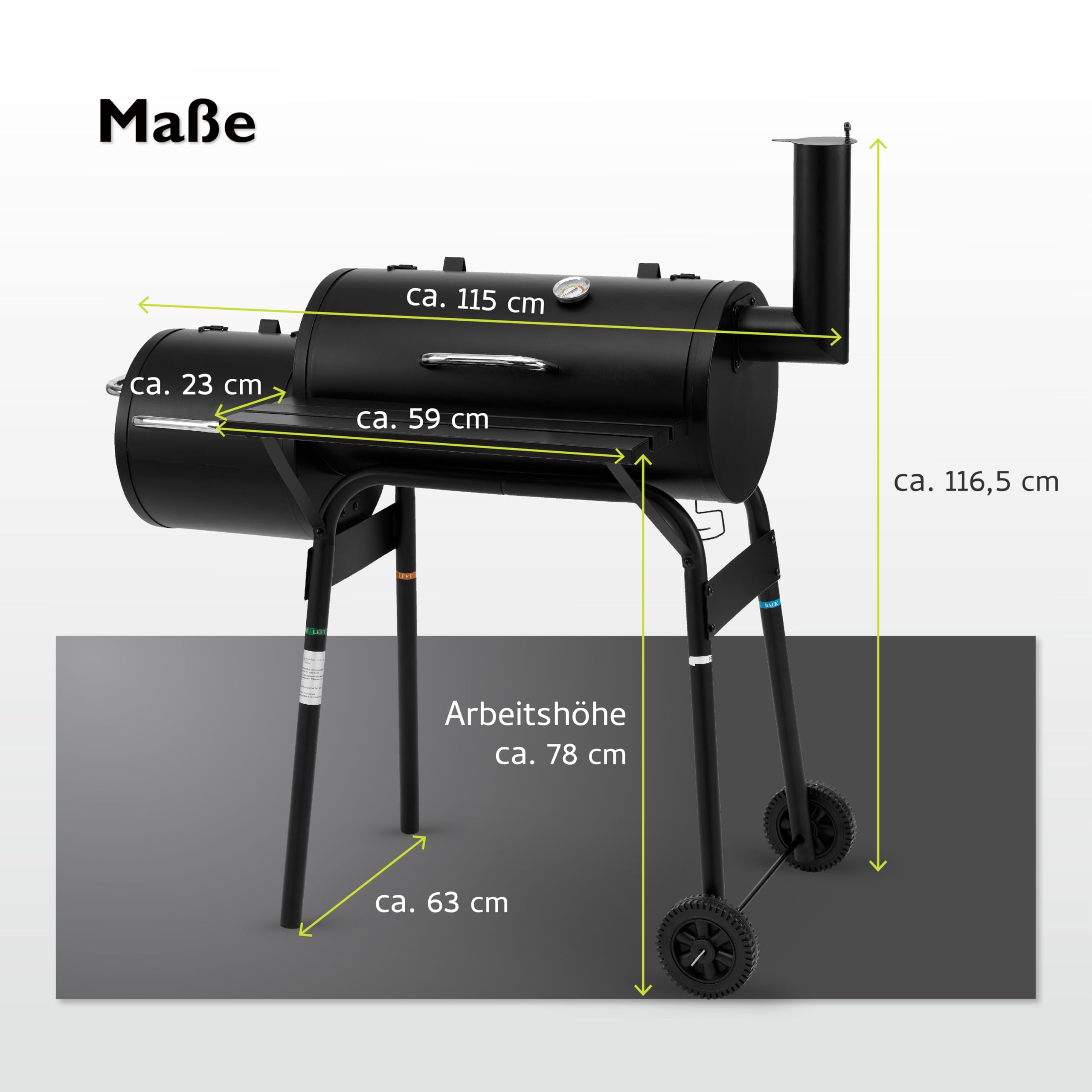Parrilla de carbón tepro Smoker Wichita, superficie de la parrilla: 54 x 30 cm aprox.