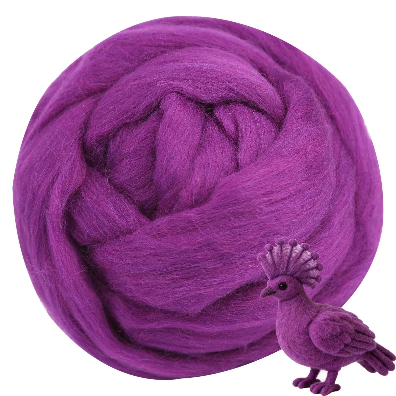 FYANER Felting Wool, Needle Felting Wool, 3.5oz Black Needle Felting Wool Roving for Needle Felting, Wet Felting, Spinning & Tapestry DIY (Purple)