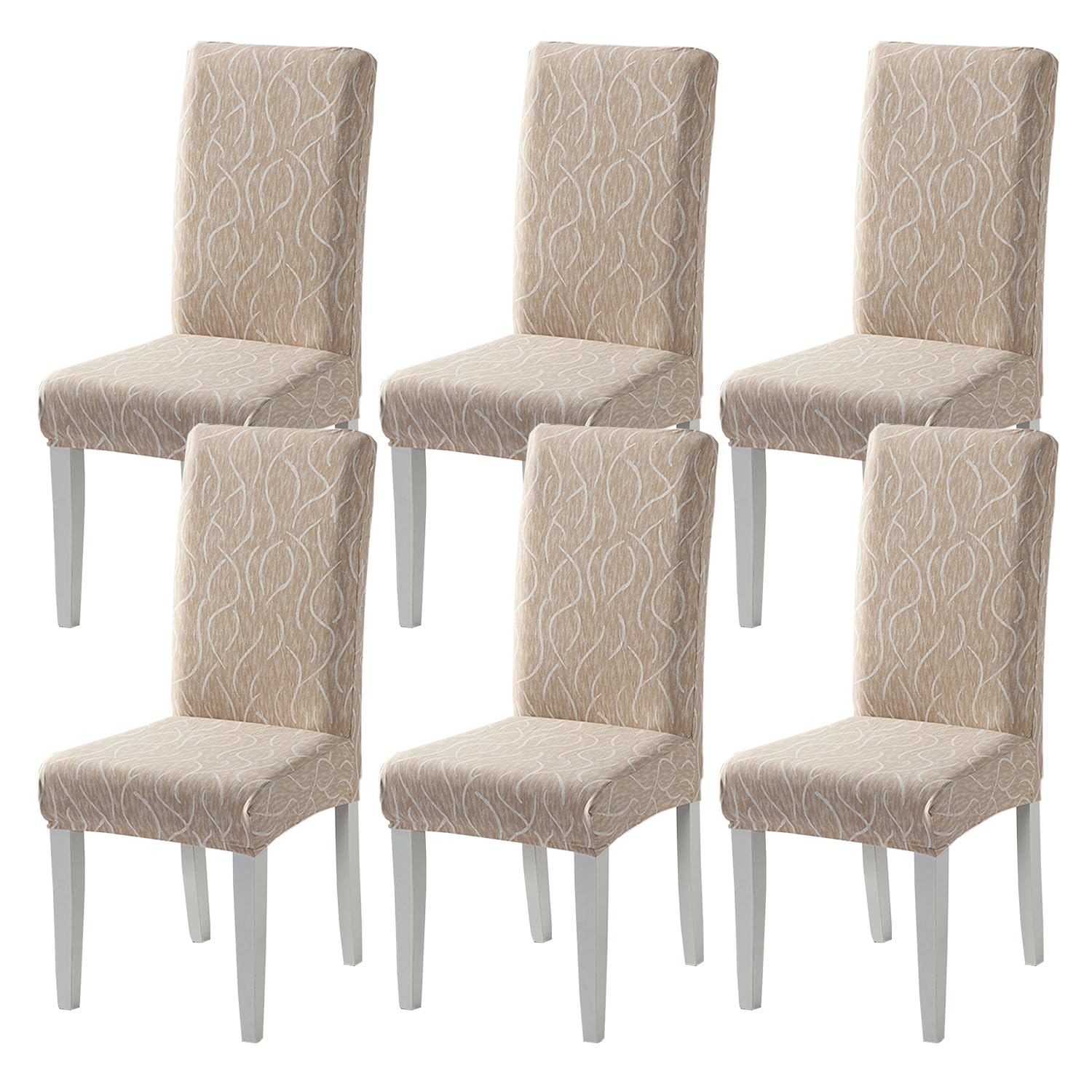 HZDHCLH Chair Covers Set of 4/6 Stretch Modern Chair Slipcovers for Dining Room Kitchen Wedding Party Washable Chair Protector(6pcs,Rain Khaki)