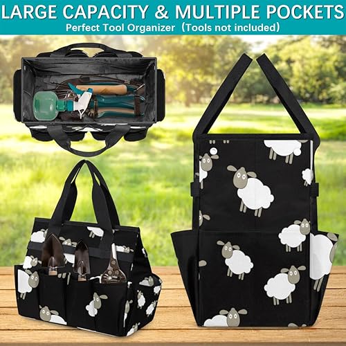 Miniatura 4 de Bolsa de herramientas de jardín de ovejas de dibujos animados para mujeres y hombres, bolsas de almacenamiento de herramientas de jardinería con 10