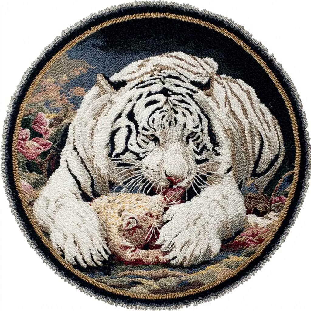 Kitquiver DIY Latch Hook Rug Kit for Aldult,Tiger 50X 50Cm