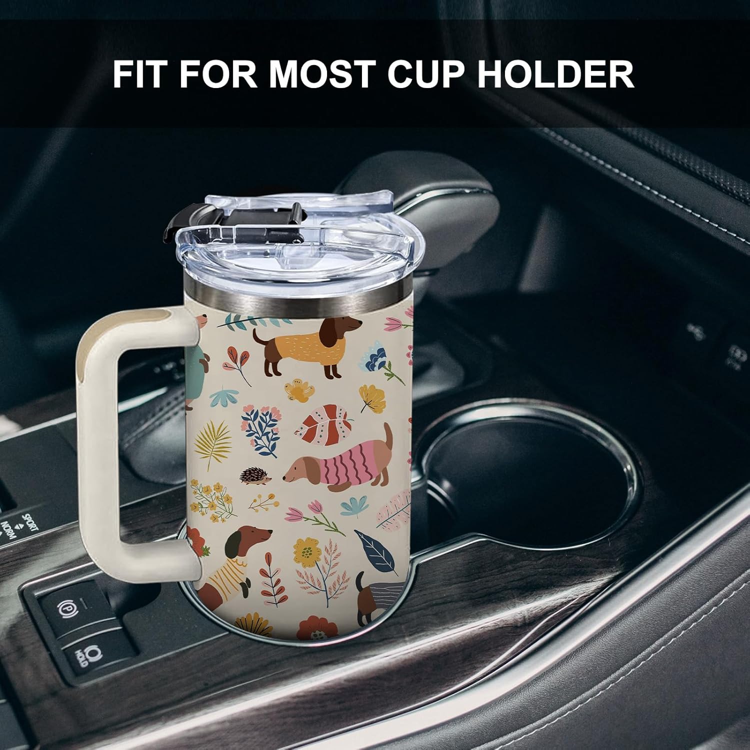 Dachshund Gifts For Women - Birthday Christmas Gifts For Dackel Owners Dog Lovers - Wiener Dog 40oz Tumbler With Handle for Dog Mom, Keeps Drinks Cold & Hot Double Wall Vacuum Insulated Cup - Image 5