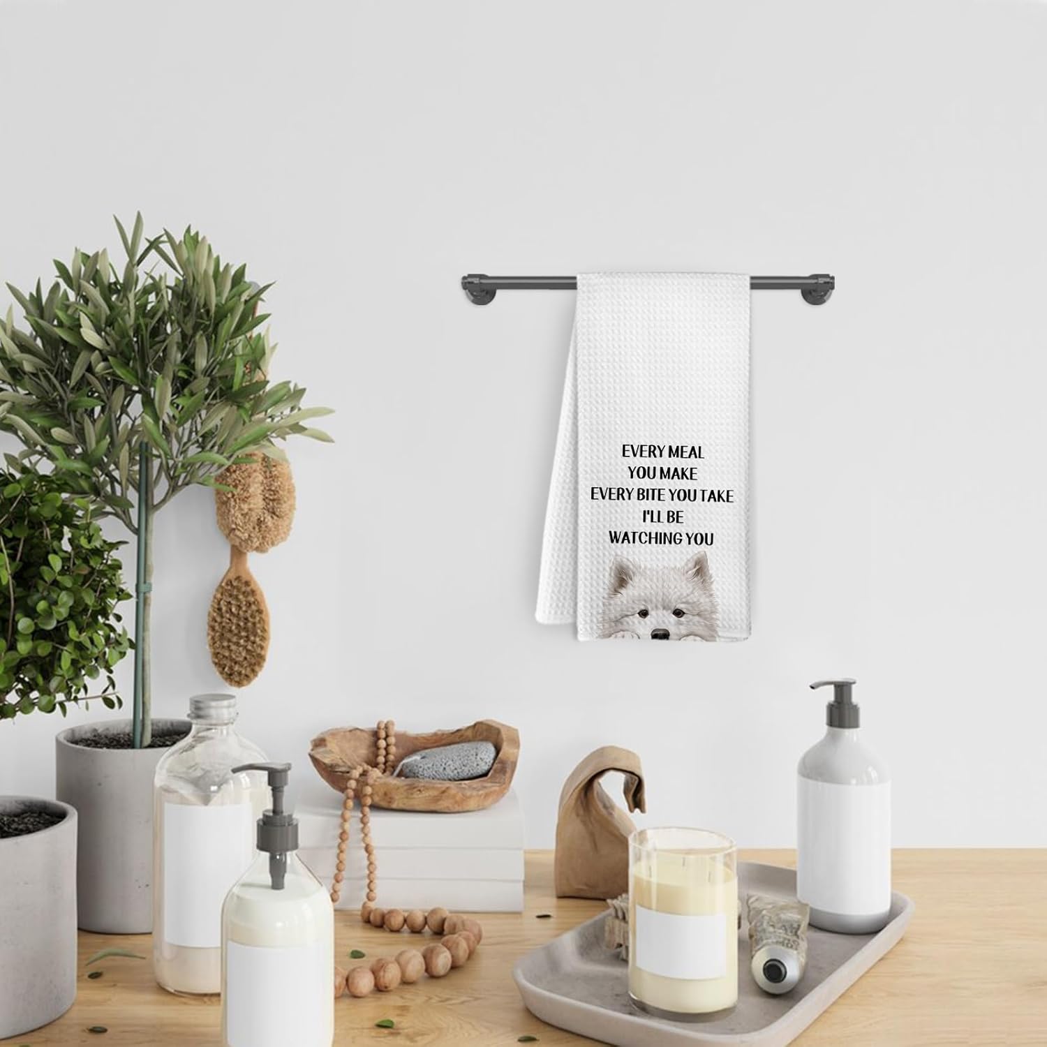 Funny Samoyed Dog Kitchen Towels, Samoyed Gifts for Women Men, Every Meal You Make Every Bite You Take Dish Towels, Cute Dogs Decorative Hand Tea Towel for Bathroom Kitchen Decor, 16x24 Inch - Image 6