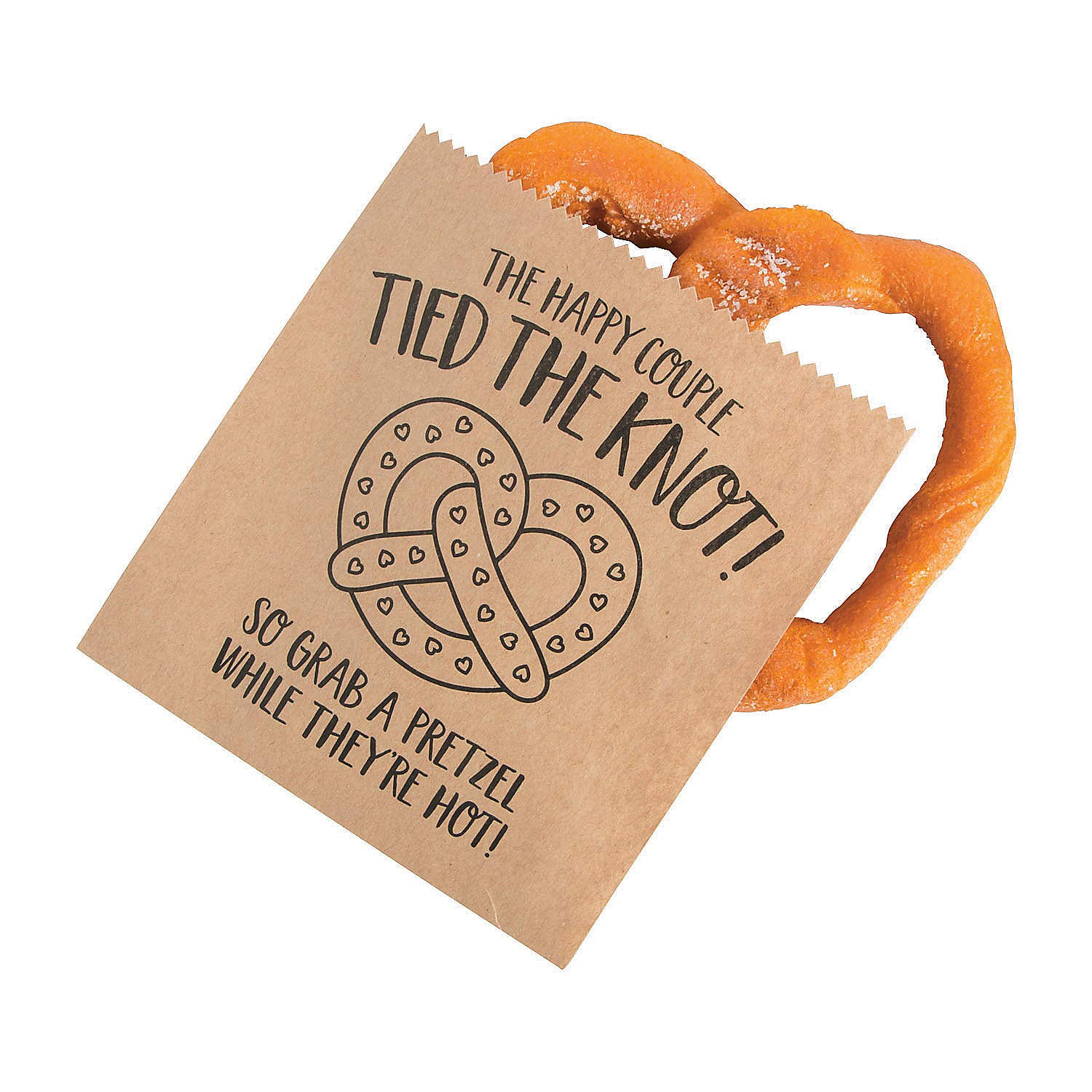 Fun Express Tied The Knot Soft Pretzel Bags (6.5" x 7.5") - Perfect for Wedding Favor and Reception Party Supplies - (Bulk 50 pack)