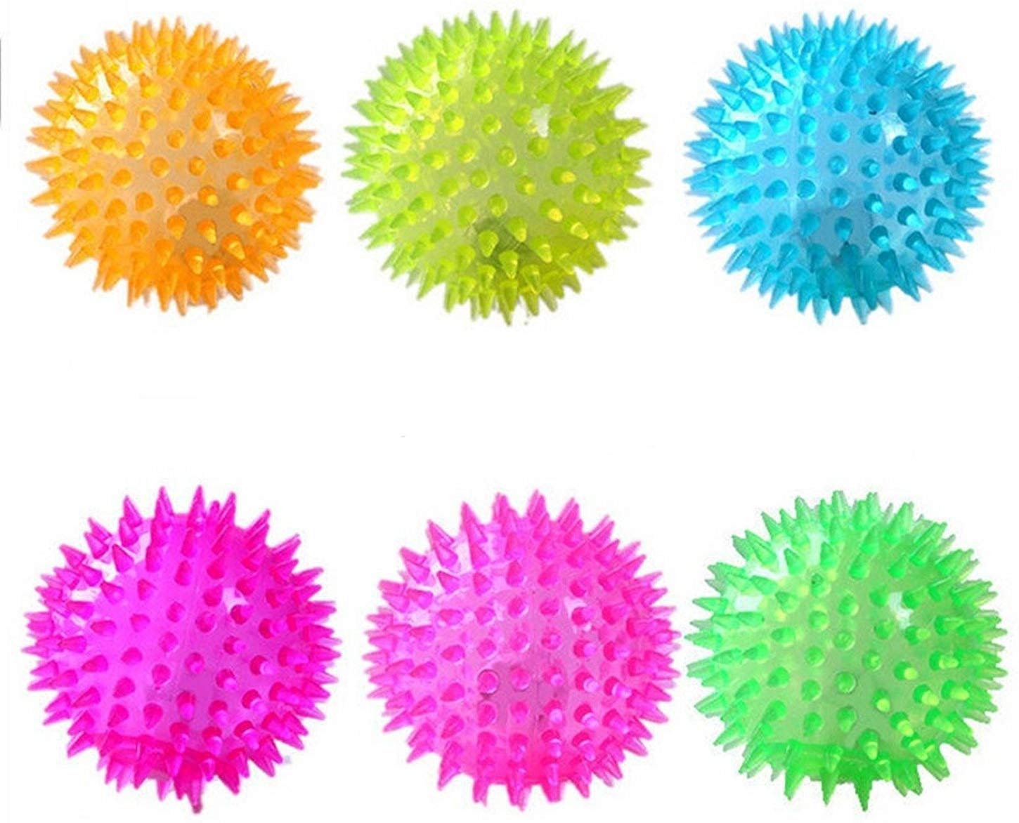 PSK Led Light-Up Spike Squeaky Bouncy Ball for Fetch, Sound Interaction and Play for Puppy-Small Multi-Colored (Set of 6) (B081ZV7HS4) Amazon Price History, Amazon Price Tracker