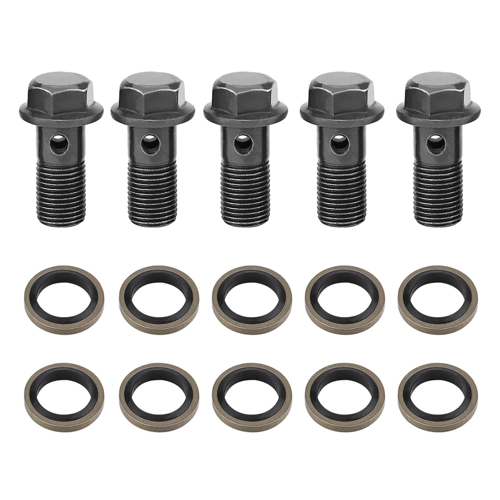 Adaptateur ligne de frein M10x1mm avec vis banjo et rondelles pour moto - Lot de 5
