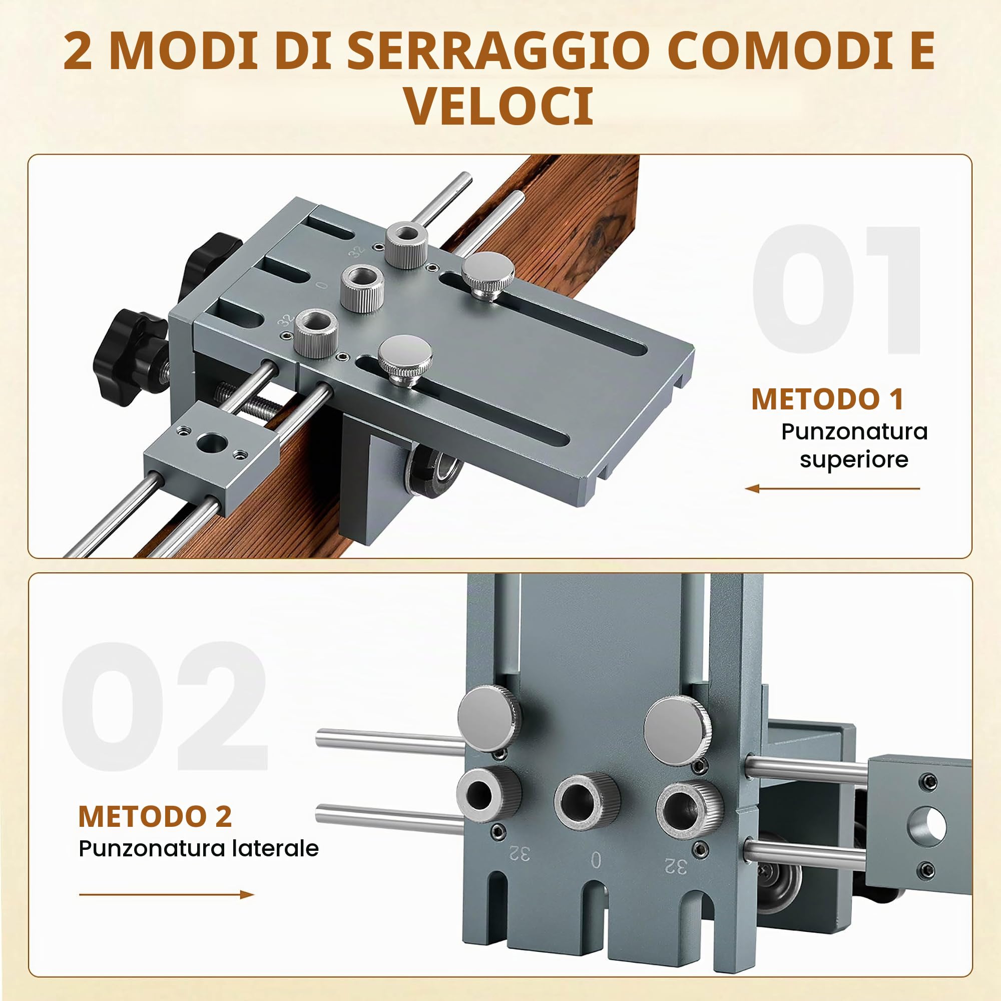 6 8 10 mm Kit di Utensili Guida per Trapano 3 In 1 con Clip di Posizionamento Punzonatrice Regolabile per Guida di Perforazione, Kit di Guida per Trapano