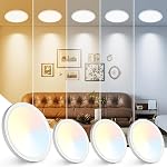 Peasur 11.4×0.66Inch LED Ceiling Light Flush Mount Fixtures - 6 Pack 24W Ultra-Thin Bedroom Kitchen Lighting, 3000k/3500k/4000k/5000k/6500k 5 Color Temperatures Selectable for Dining Room (White)